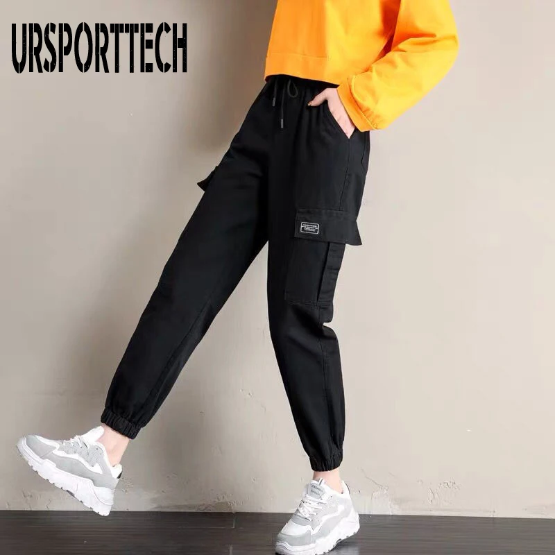 Hot Big Pockets Cargo Pants Women High Waist Loose Streetwear Baggy Tactical Trousers Hip Hop High Quality Harem Joggers Pants