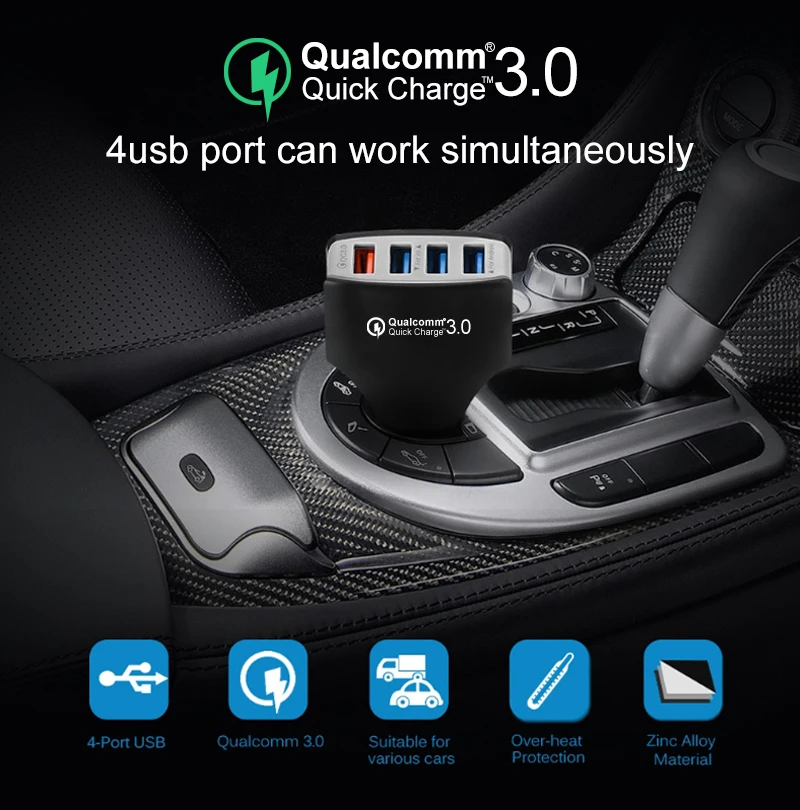 Быстрое зарядное устройство 3,0 USB Автомобильное зарядное устройство QC 3,0 быстрое зарядное устройство для универсального мобильного телефона для iPhone Xiaomi samsung Автомобильное зарядное устройство