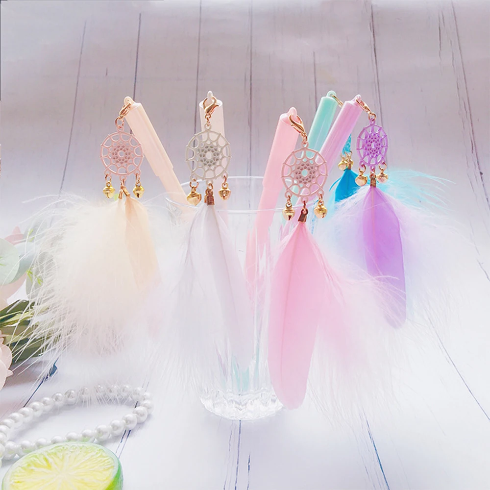 

1 Pcs Creative Dream catcher Feather Pendant Gel Pens for School 0.5mm Black Ink Writing Pen Office Supplies Stationery