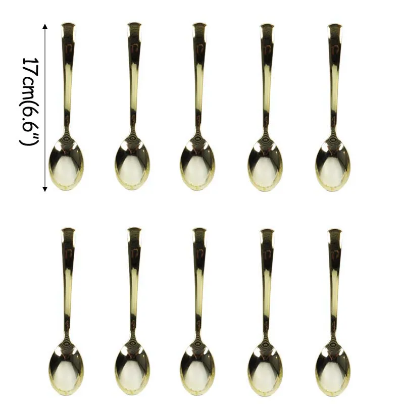 10pcs spoons MEIDDING, Золотая одноразовая посуда для дня рождения, украшения для дня рождения, тарелки для детей и взрослых, салфетки для дня рождения, посуда - Цвет: 10pcs spoons