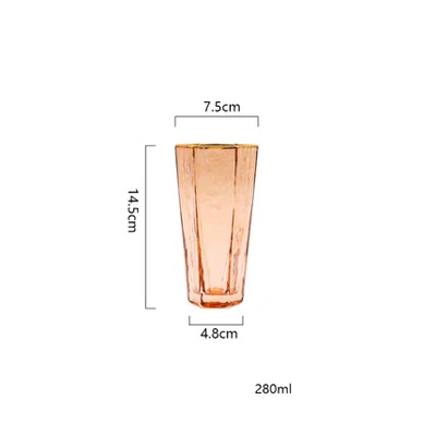 2 шт шестигранный молоток с узором бокал для шампанского вина стакан для воды Янтарный Кристалл Стекло для шампанского бренди бокал для виски Кубок - Цвет: 280ml  2pcs