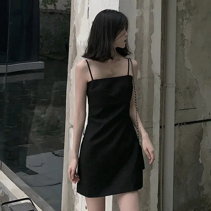 Sleeveless Dress Women Spaghetti Strap Mini Dresses Womens Sexy Spliced Chic Fashion Elegant Ins Partywear Streetwear All Match fancy dress Dresses