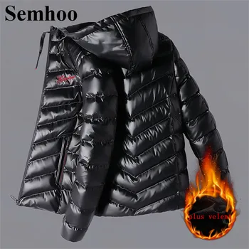 

Mens Winter Jackets And Coats Casual Plus Velvet Warm Hooded Cotton Coat Plus Size Trend Solid Color Simple Wild Slim Mens