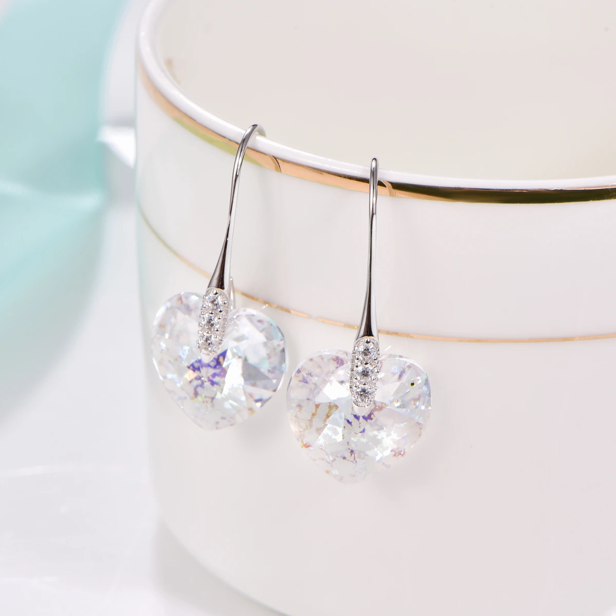 XILION сердце кристаллы от Swarovski Висячие серьги Мода стерлингового серебра украшения для пирсинга серьги для женщин ювелирные украшения в подарок любимой - Окраска металла: Crystal WHIPA