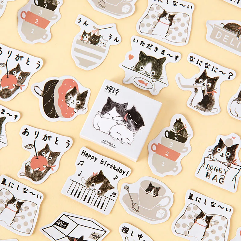 45 шт./кор. милый кот наклейки Kawaii стикеры на клейкой основе для дневник декоративные Скрапбукинг DIY альбом канцелярские наклейки