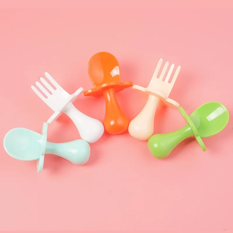 

5 Colors Baby Feeding Fork Spoon Set PP Safety Infant Cloud Shape Dinnerware Set With Dust Box Kids Easy Grip Training Flatware