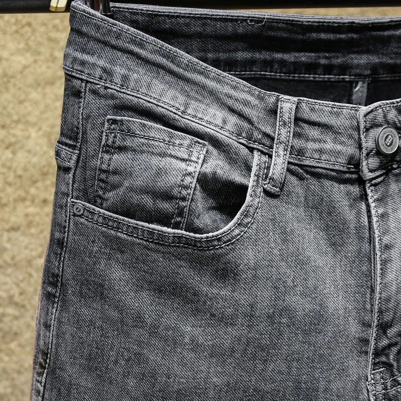 Cheap Man Cotton casual jeans men young students cowboy ankle length pants hombre casual trousers Jeans in Regular Fit Ankle-length