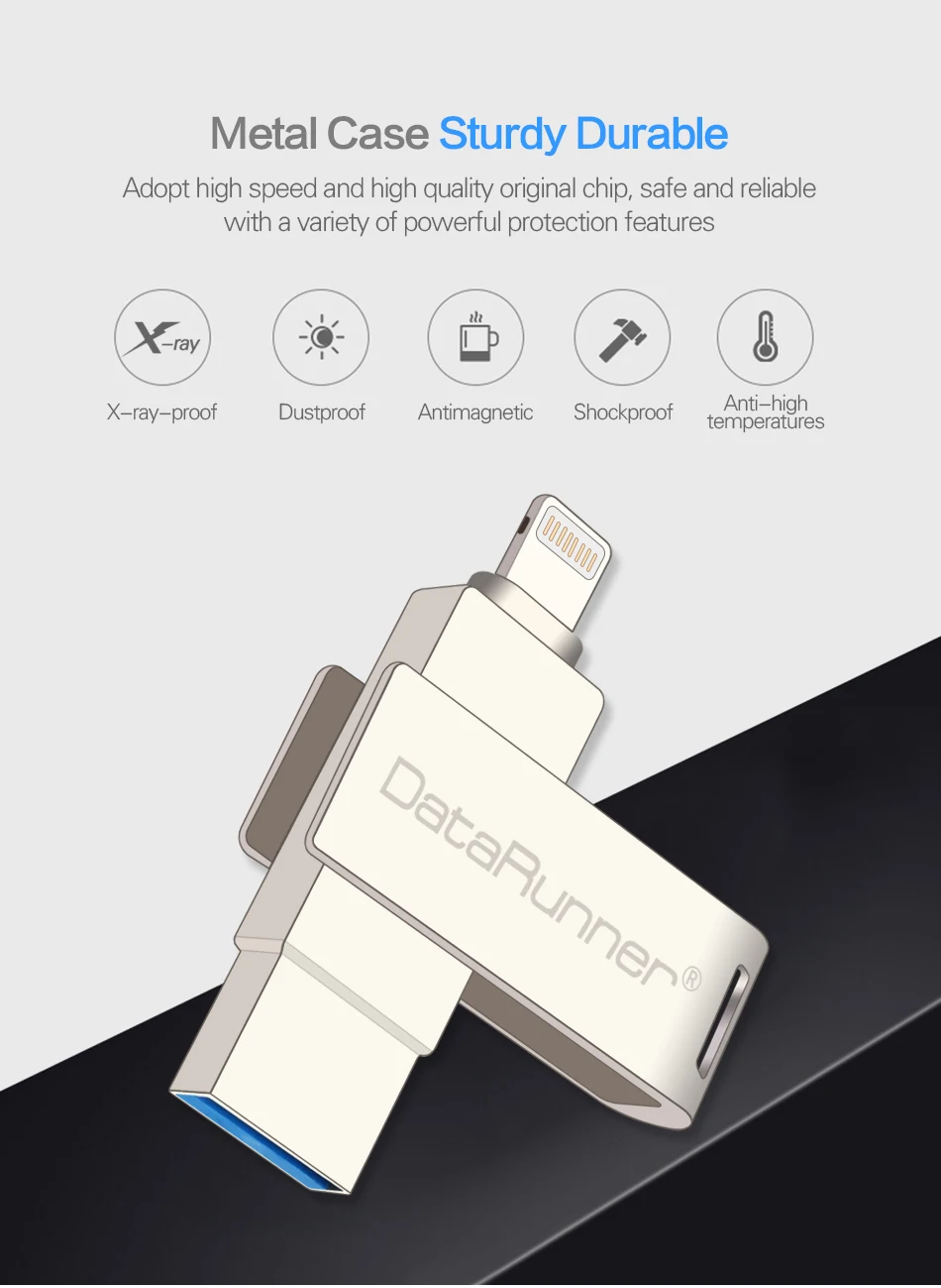 DataRunner OTG USB флеш-накопитель 128 ГБ USB флешка 3,0 флеш-накопитель 8 ГБ 16 ГБ 32 ГБ 64 ГБ флеш-накопитель USB 3,0 Флешка для iPhone/iPad/PC