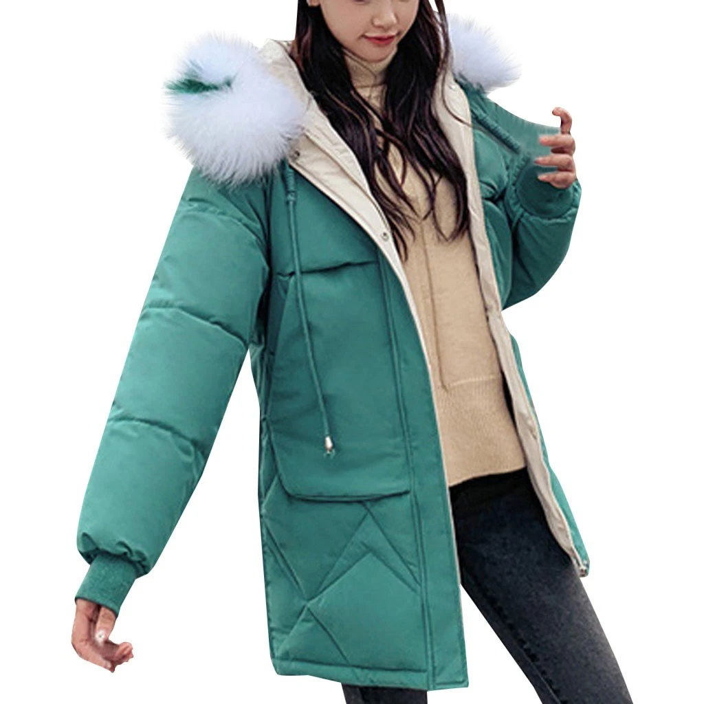 GN CHAMSGEND Fashion Big Fur Collar Autumn Coat Womens Winter Jackets Warm Female Down Parkas Padded Thick Jacket Hooded Coat 1022 - Цвет: GN