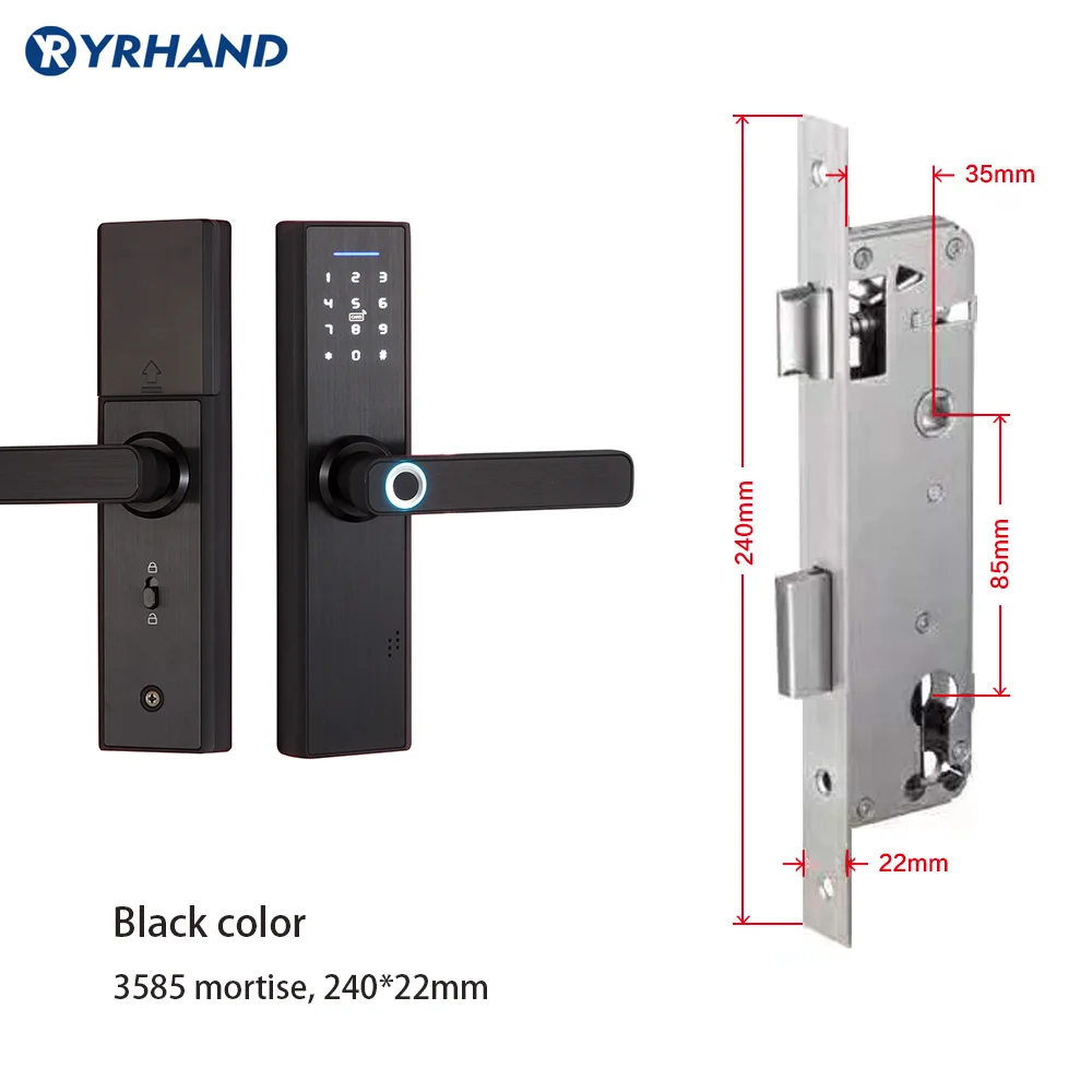 3585 swing mortise Отпечаток пальца, смарт-карта, цифровой код, электронный дверной замок, домашний врезной замок безопасности с 5 врезными размерами - Цвет: 3585 swing mortise