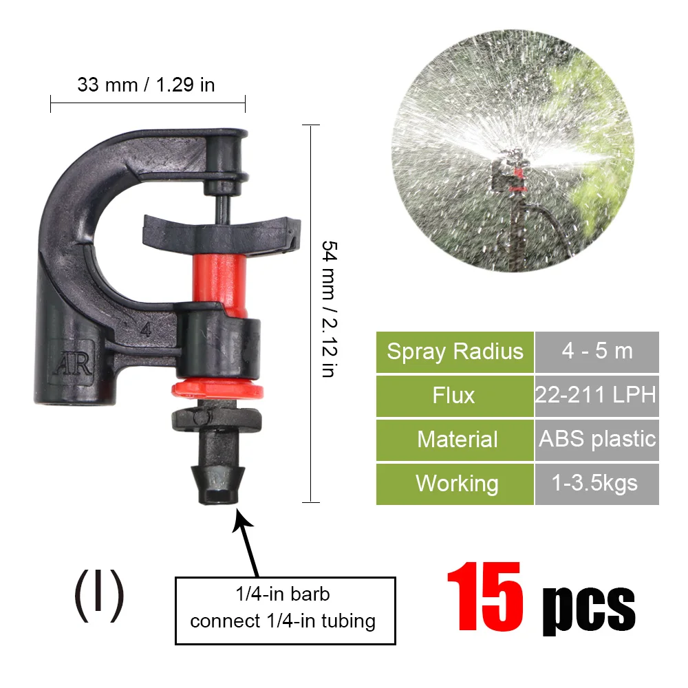 best Watering & Irrigation Kits MUCIAKIE 20 Types of Rotating Spinklers Drip Irrigation Mini Rotation Nozzle Spray w/ 1/4'' Barb Connector Mini Rotary Sprayer drip irrigation kit price