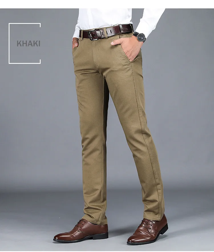 Новые длинные брюки классические деловые повседневные брюки мужские модные прямые стрейч мужские брюки большого размера