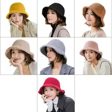 Стильная Женская осенне-зимняя Мягкая вязаная шерстяная шляпа женская модная одноцветная складной круглый Топ Рыбацкая Кепка 7 цветов