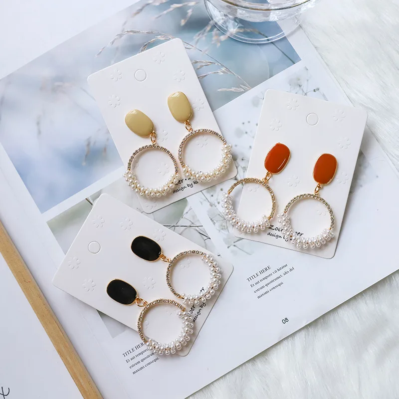 

Personality elegant exquisite twist ring pearl Drop Dangle Women's Earrings Prevent Allergy Ins Style High Quality ear nail