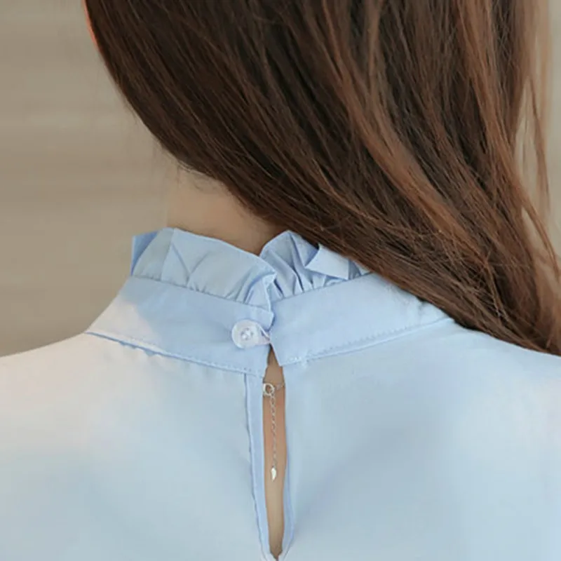 Women Chiffon Blouse Spring Summer Elegant O-Neck Ladies Office Shirts Korean Fashion Casual Slim Tops Solid Color