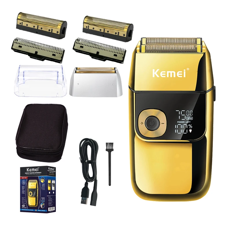 Kemei 2 in 1 Electric Shaver Men Rechargeable Beard Shaver Floating Hair Trimmer Face Care Bald Shaving Machine