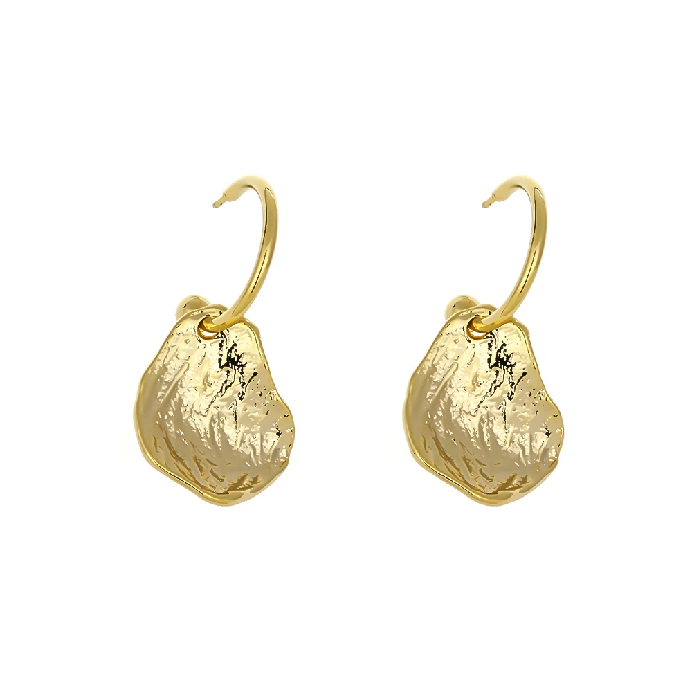 Yhpup медные 16 к металлические очаровательные Подвесные серьги неправильные геометрические золотые Винтажные серьги женские офисные S925 ювелирные изделия Bijoux Femme - Окраска металла: Gold