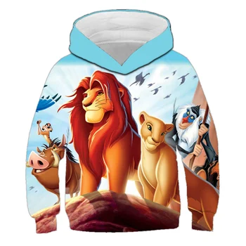 

Animation King Simba lion 3D printing men's wear Digital Printing Lion Casual Kids Jacket Big Size Hooded 5-14Years Old Boy Coa