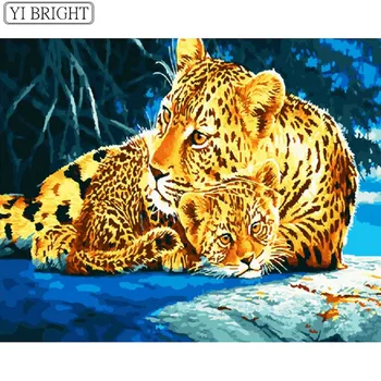 

Pictures By Numbers Leopard Animals Oil Painting By Numbers Kits Drawing Canvas DIY Winter Hand Painted Home Decor