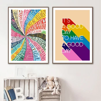 

Art Canvas Painting Print Wall Rainbow Colorful Letter Nordic Posters and Prints Decorative Picture Modern Home Decoration