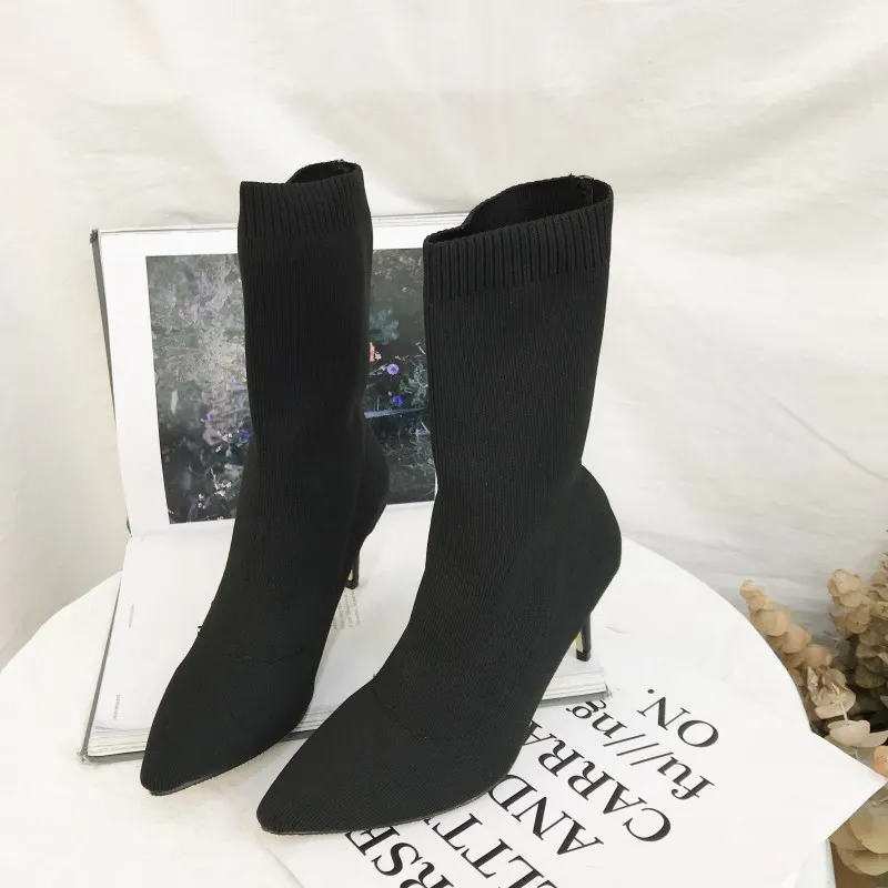 Bootee/женские ботинки г. Обувь с острым носком женские капроновые носки на высоком каблуке со шнуровкой с острым носком из искусственной кожи в римском стиле без застежки