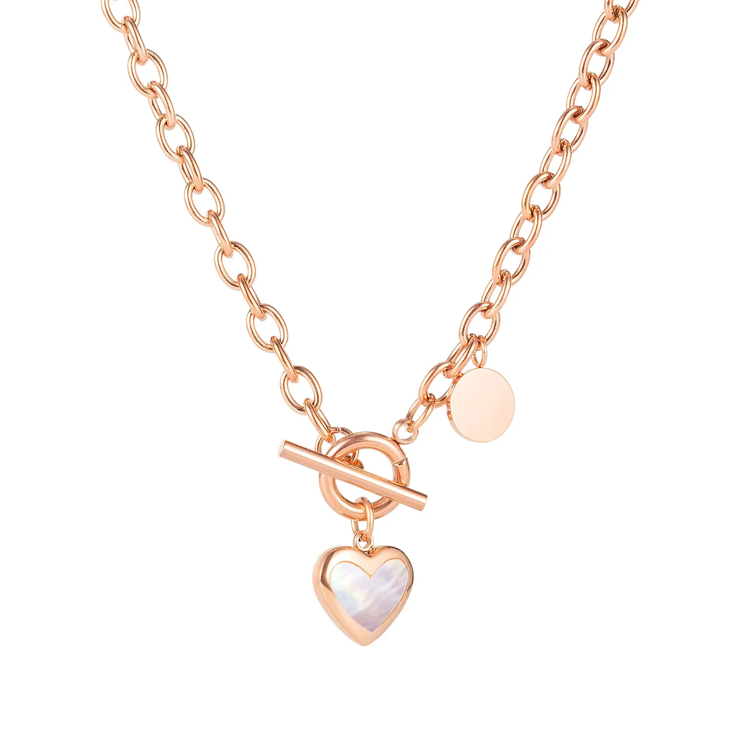 Ins Simple Wild OT Buckle Love Wafer Clavicle Chain Autumn and Winter Online Celebrity Titanium Steel Necklace Women | Украшения и