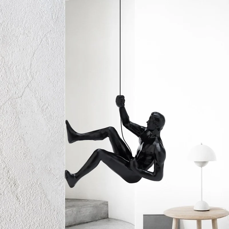 VINGAA Kletterer Skulptur Set – 6 Stück Wandkunst Aus Harz, Schwarz | Dekoration Für Zuhause, Büro & Mehr