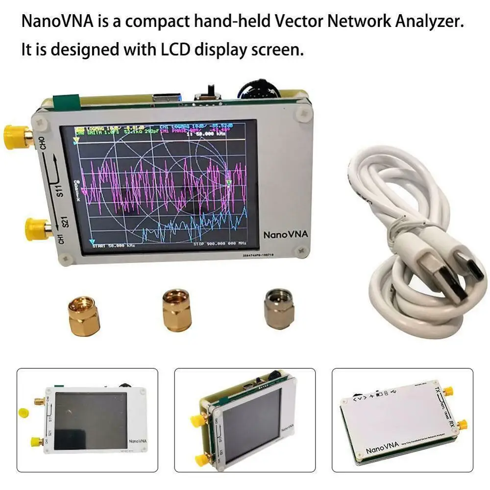NanoVNA VNA Векторный анализатор цепей 50 кГц-900 МГц сенсорный ЖК-дисплей HF антенна УКВ, СКВ анализатор стоячая волна без батареи