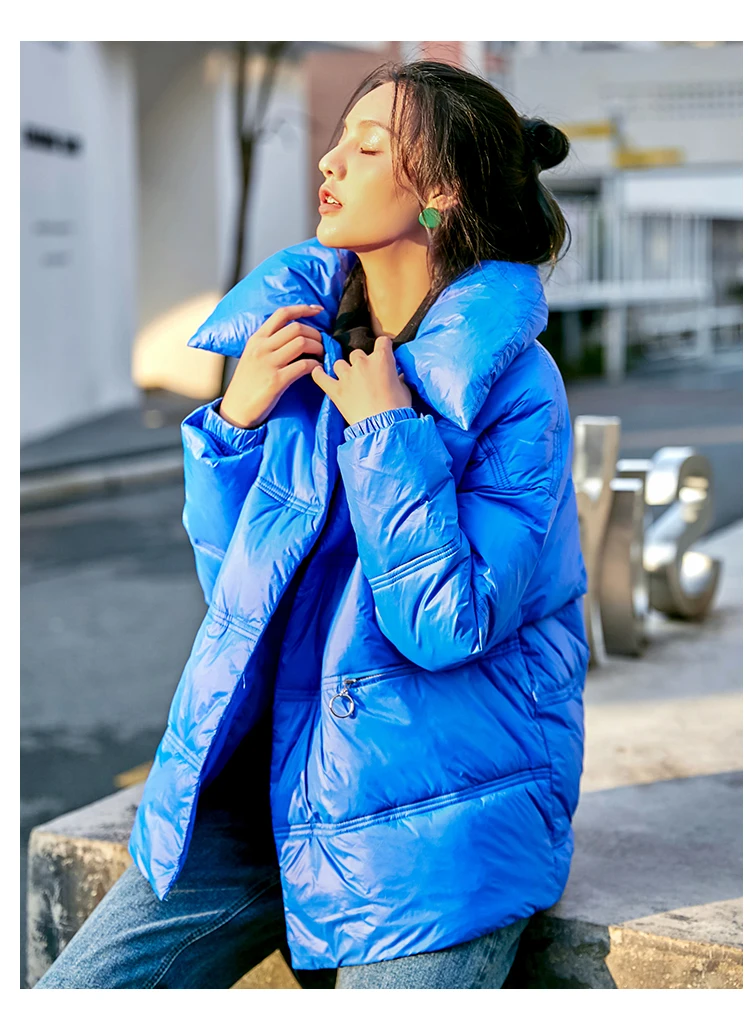 Женская пуховая куртка свободного покроя, теплая яркая куртка с хлопковой подбивкой, стеганая парка большого размера на зиму