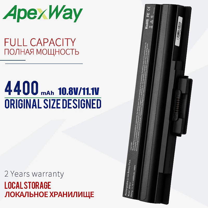 Аккумулятор Apexway для ноутбука Sony 5200 ма/ч 6 ячеек VGP BPL13/Q BPS13B/R с ячейками Q R |laptop battery