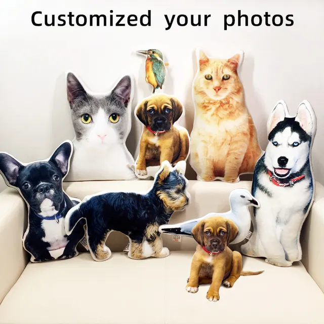 Photo Customization DIY Dog Cushion Pet Plush Toys Dolls Stuffed Animal Cat Pillow Sofa Car Decorative