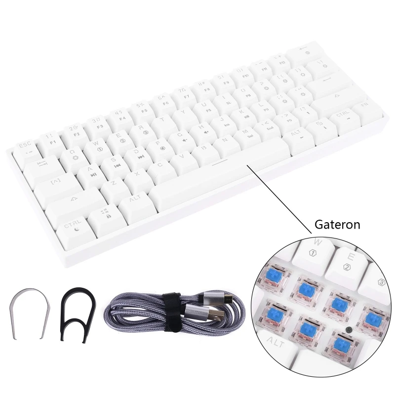 

GK61 Hot Swappable Portable RGB Backlit Gaming Mechanical Keyboard Gateron key 62KA