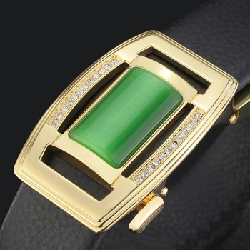 

Luxury green jade belts men high quality Cowskin Automatic buckle genuine leather Waist Strap designer Casual ceinture homme