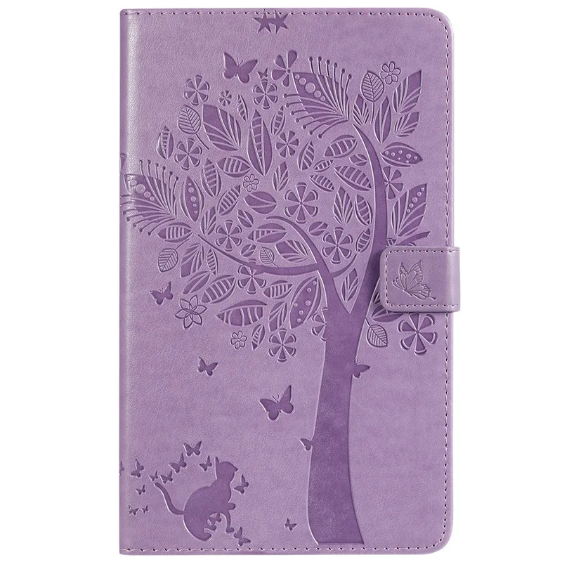 Purple Wekays Coque For Samsung Galaxy Tab A 8.0" Cartoon Cat Leather Fundas Case For Samsung Tab A 8.0 T290 T295 T297 Cover Cases - Цвет: Purple