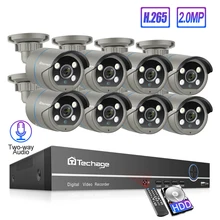 Techage 8CH 48V H.265 POE NVR AI CCTV Камера Системы 2-полосная аудио звуковой динамик запись Водонепроницаемый камера наружного видеонаблюдения комплект