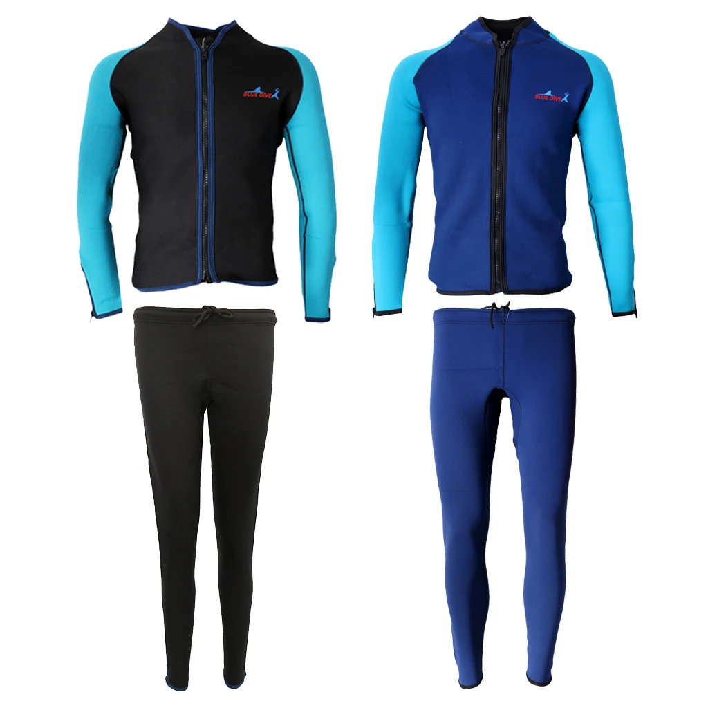 

Men 2mm Neoprene Elastic Zipper Jacket Top Long Pants Split Wetsuits Diving Suit Swimsuits Surfing Scuba Diving Snorkeling