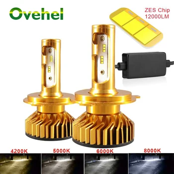

OVEHEL H7 LED H4 ZES 12000LM Car Headlight Canbus 4300K 6000K 8000K LED Headlight Bulb H1 H11 HB3 9005 9006 HB4 80W LED 12V
