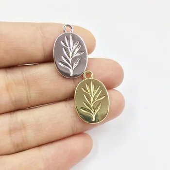 

Eruifa 20pcs 12*18mm Oval Grass print gold/Silver plated Zinc alloy Charms Pendant Jewelry DIY Necklace 2 colors