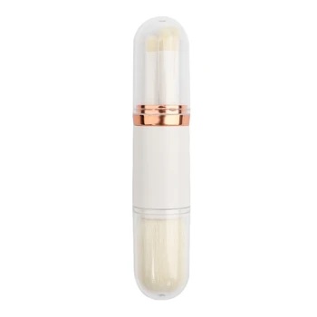 

4 In 1 Multifunction Makeup Brush Cosmetic Telescopic Double Head Makeup Tool Powder Eyeshadow Cosmetic White Gold