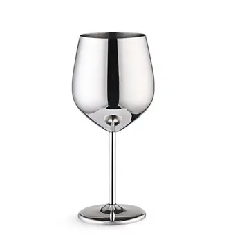 

1PC Stainless Steel Stemmed Wine Glasses Shatterproof Red White Wine Goblet Toasting Glasses Cocktail Cup For Kitchen Bar(Shiny)