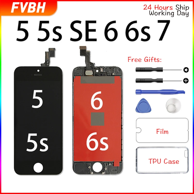 Мобильный телефон класса AAA + ЖК дисплей для iPhone 5 5s 6 6s 7 3D сенсорный дигитайзер
