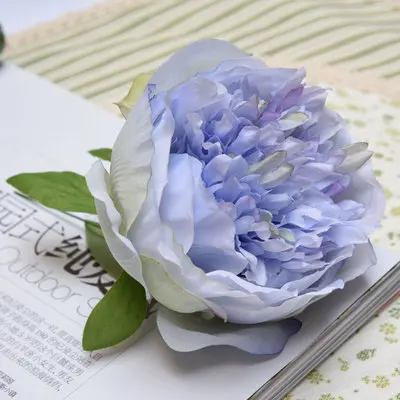 5 шт./лот искусственный шёлковый Пион цветок голова высокое качество свадебное украшение DIY роскошный пион поддельный цветок настенные аксессуары - Цвет: Синий