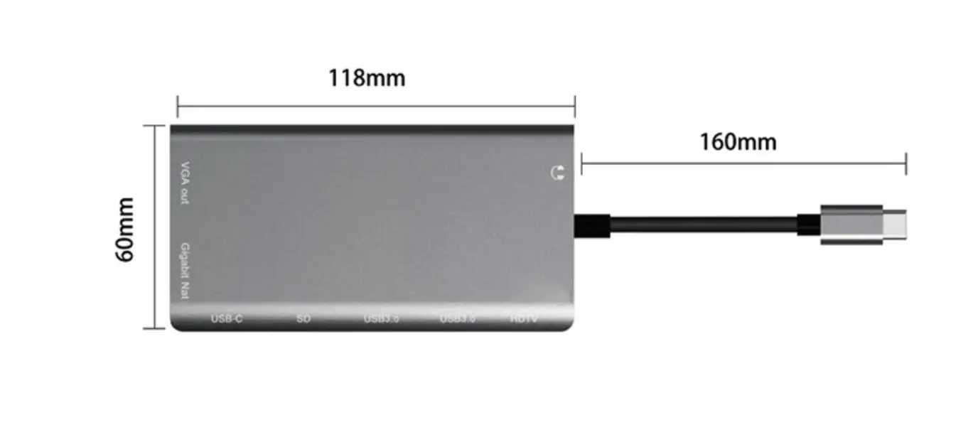 8 в 1 type-C-HDMI VGA RJ45 SD кард-ридер 3,5 мм разъем 2x USB 3,0 type C PD концентратор для MacBook Pro samsung Galaxy S8 USB C концентратор