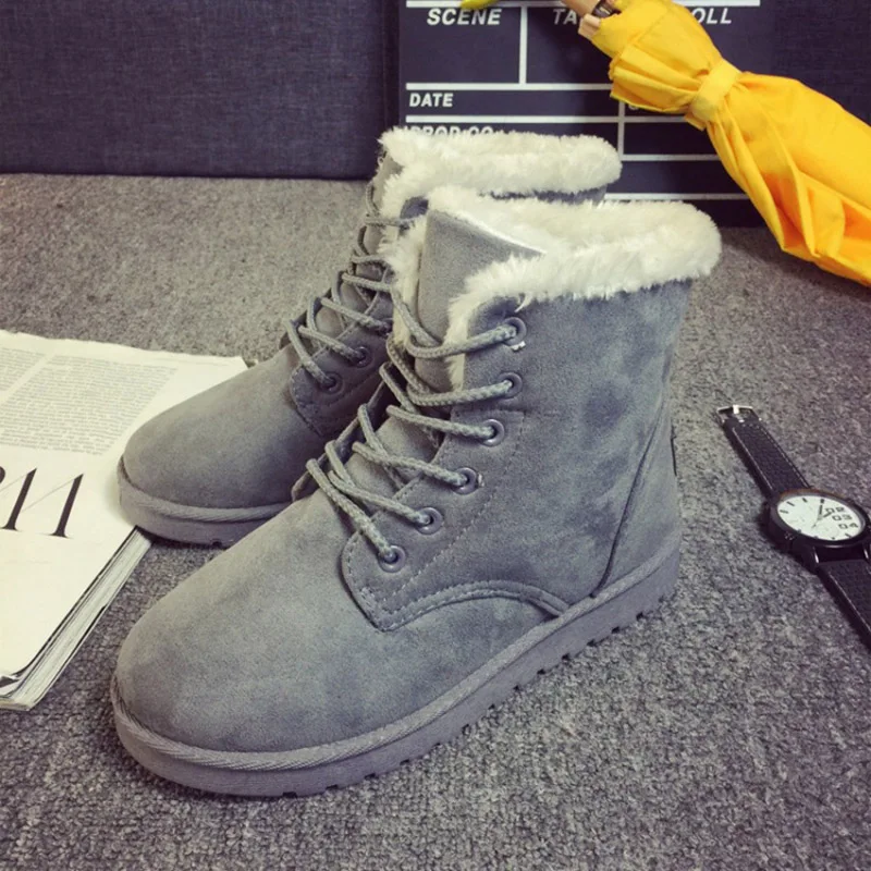 

2019 New Winter Women Cotton Shoes Trend Fashion Lace Thick Bottom High Shoe Jelly Color Plus Velvet Warm Snow Boots NSE7251