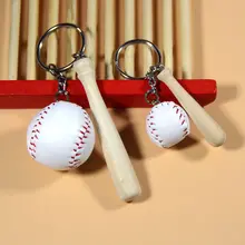 Mini tow-piece Baseball glove wooden bat keychain sports Car Key Chain Key Ring Gift For Man Women