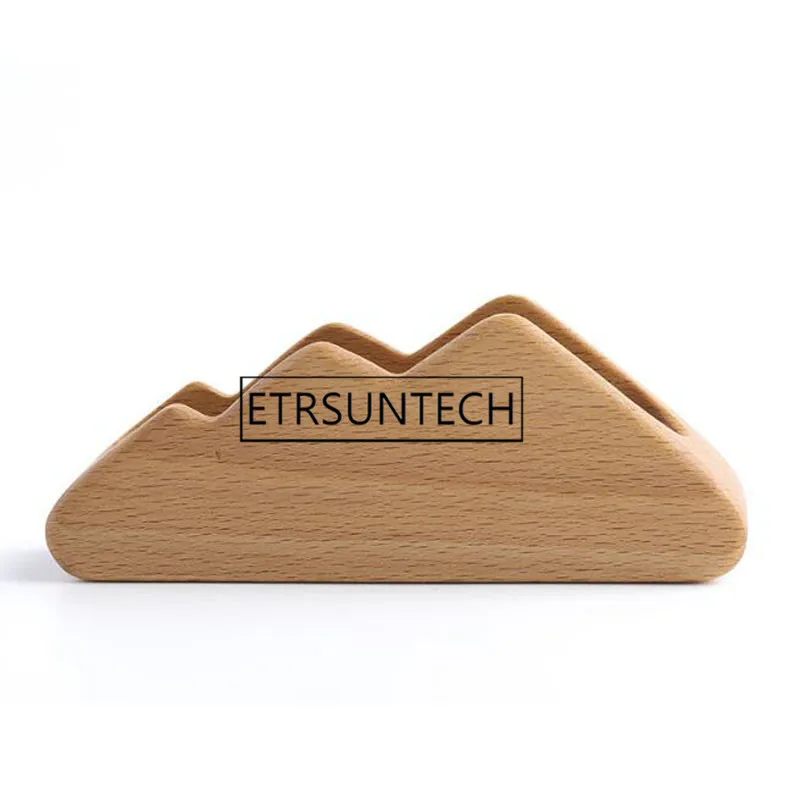 Discount 50pcs  Wooden Business Card Holders Note Holder Display Device Card Stand Holder Office Desk Accessories Organizer 2