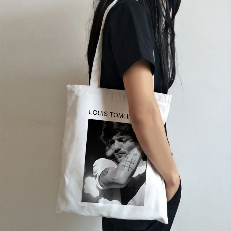 Louis Tomlinson Walls One Direction Shopper Bags Shopping Bag Tote Bag Shoulder Bag Canvas Bags Large Capacity College Handbag
