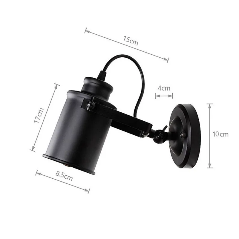 American Retro LED Wall Lamp Loft Style Adjust Sconce Wall Lights Black Rust Iron Light Home Decor Lighting Vintage Luminaire (4)