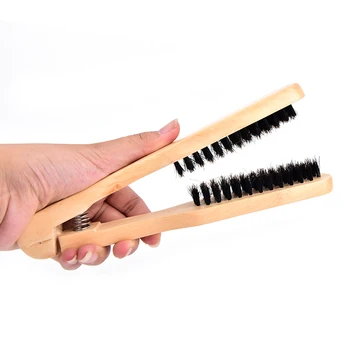 

1PC Wooden Boar Bristle Brush Hair Brush Styling Anti-static Comb V Type Straight Hair DIY Salon Hairdressing