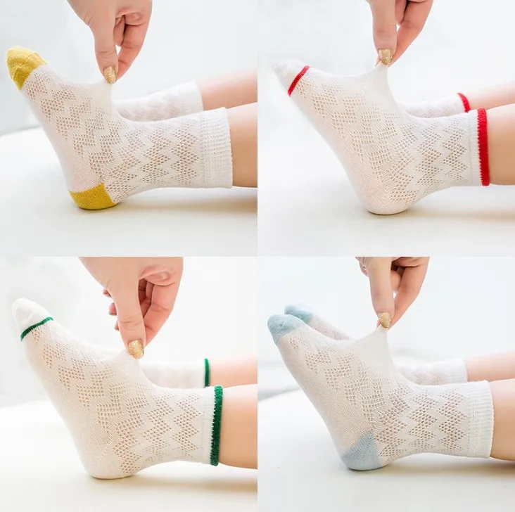 CHILDREN'S Socks Pure Cotton Spring And Summer Men And Women Children Short Socks 19 Years Plain Color Mesh Thin Socks Baby Sock